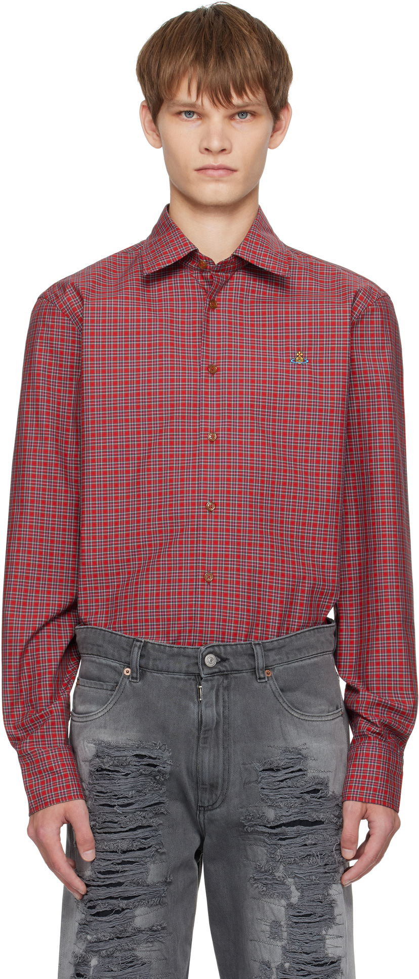 Риза Vivienne Westwood Vivienne Westwood Ghost Plaid Shirt Червено | 2401000J-W0179-