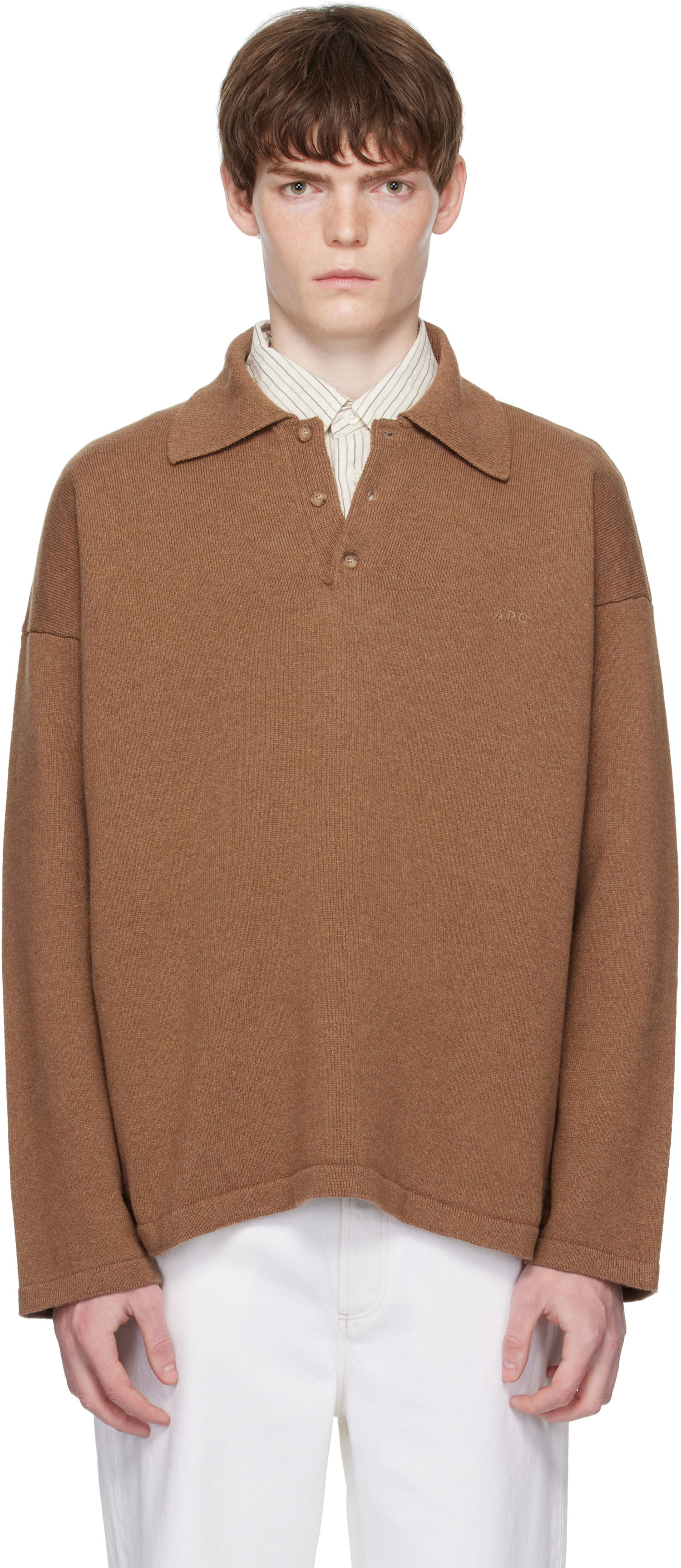Пуловер A.P.C. A.P.C. Manuel Knit Polo Кафяво | WOASB-H23454, 0