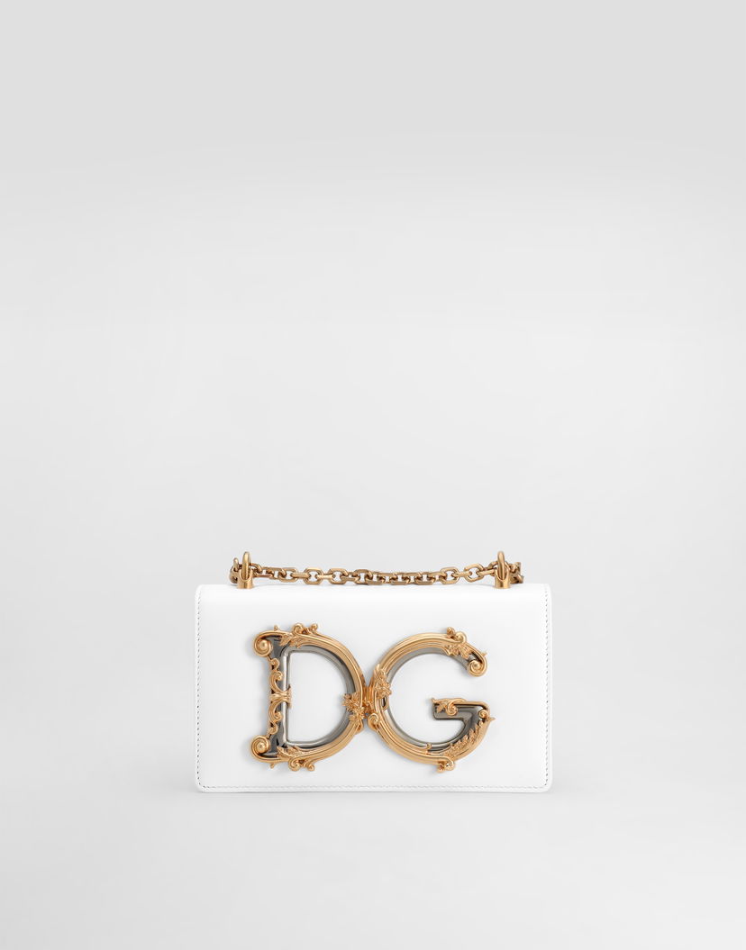 Дамска чанта Dolce & Gabbana DG Girls Smooth Calfskin Phone Mini Clutch Bag Бяло | BI1416AW07080002