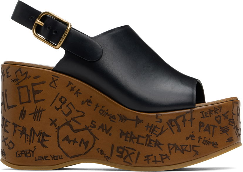 Грижа за обувките CHLOÉ Chloé Maxime Wedge Sandals Черно | CHC25U10GLU