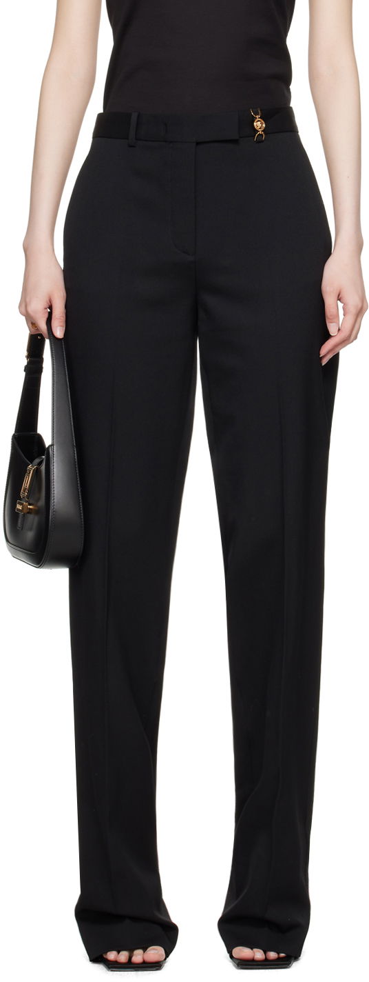 Панталони Versace Hardware Detail Straight-Leg Trousers Черно | 1016567_1A04649