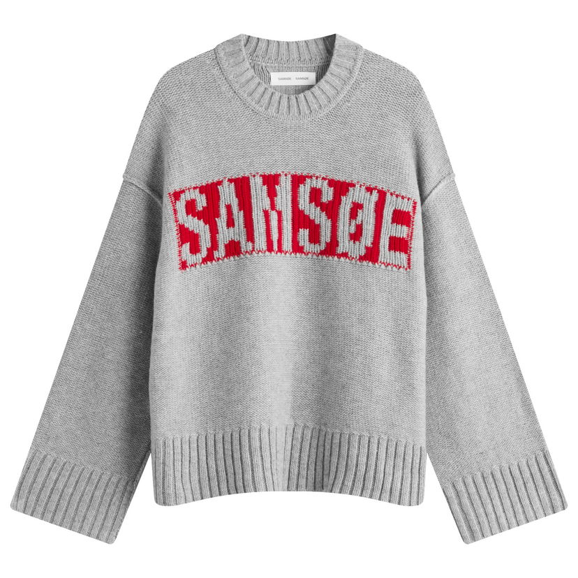 Пуловер Samsoe Samsoe Samsøe Samsøe Sakeiku Logo Knit Jumper Сиво | F25300175-CLR000337