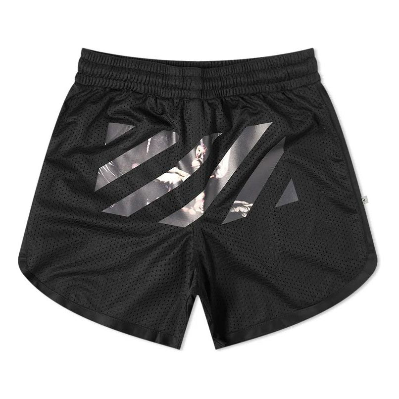 Къси панталони Off-White Off-White Caravaggio Arrow Mesh Track Shorts Черно | OMCI005S201010041088