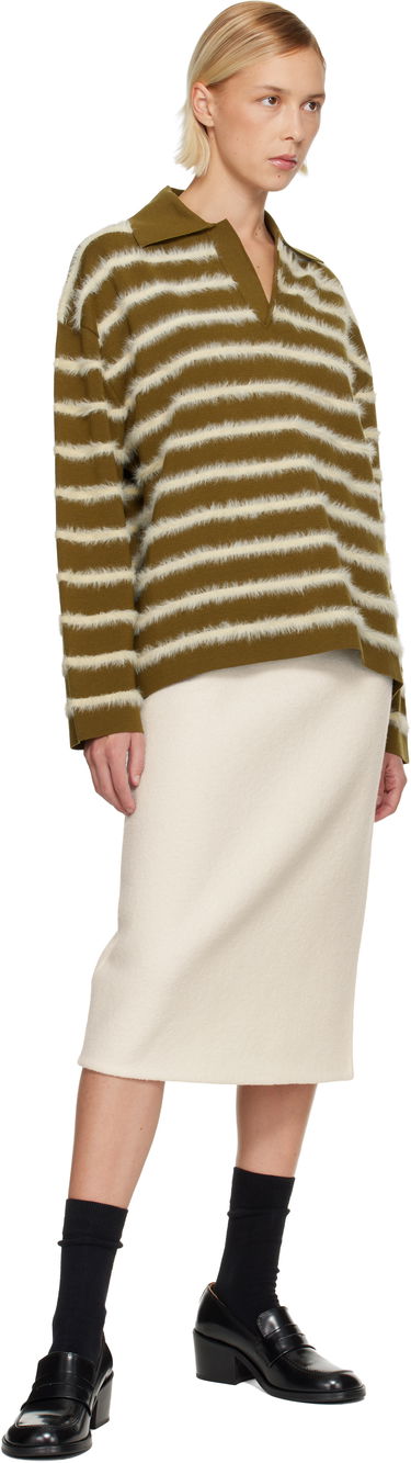 Пуловер AMI Striped Fuzzy Merino Wool Polo Многоцветен | H25UPL404.KN0108, 3