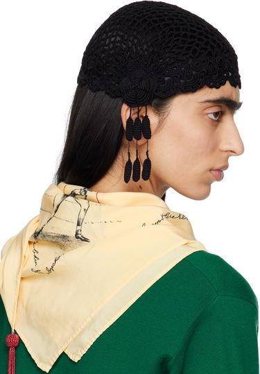 Шапка Bode Bode Blossom Crochet Beanie with Tassels Черно | MRS25KA022, 2