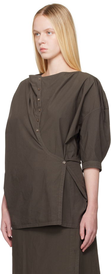 Pокля LEMAIRE Lemaire Short Sleeve Twisted Shirt Dress Зелено | SH1154 LF1356, 3