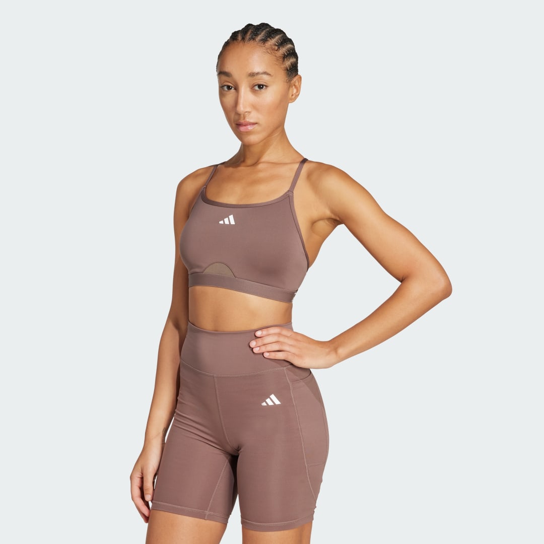 Сутиен adidas Performance Aeroreact Training 3-Stripes Bra Кафяво | JW5128, 0