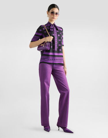 Риза Dolce & Gabbana Dg Logo All-over Print Silk Top Многоцветен | F7AO0THI1Z7HN9BP, 3