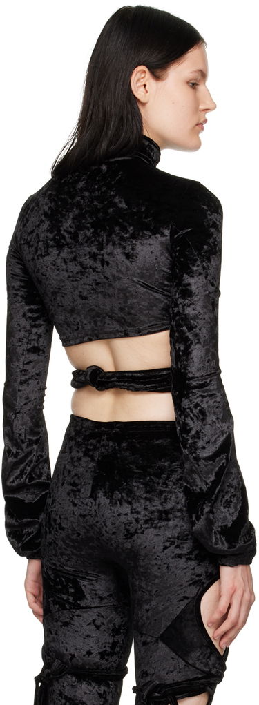 Съкратен топ Ottolinger Ottolinger Velvet Wrap Turtleneck Top Черно | 401701, 2