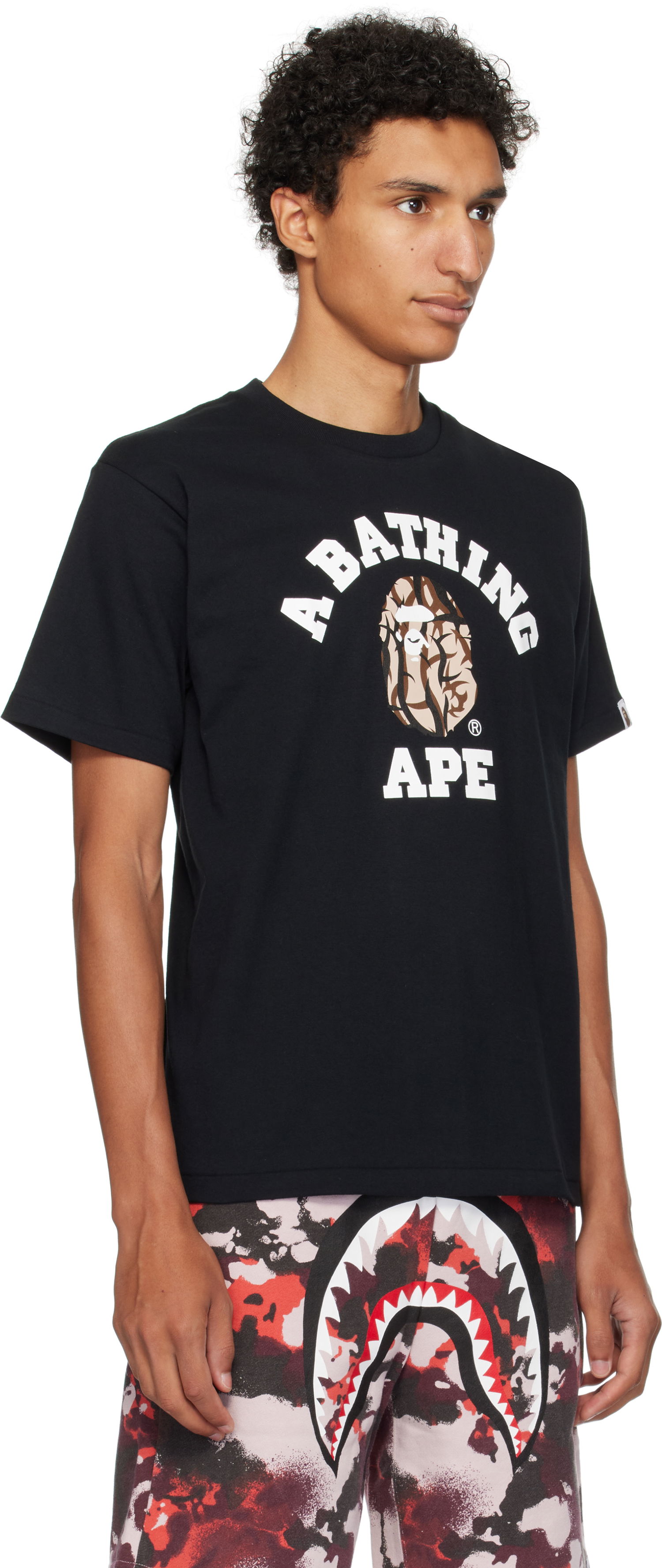 Тениска BAPE A Bathing Ape Trial Camo College T-Shirt Черно | 001TEL301033M, 1