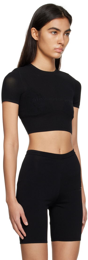 Съкратен топ Alexander Wang Alexander Wang.t Cropped T-Shirt Черно | 4KC2231024, 1