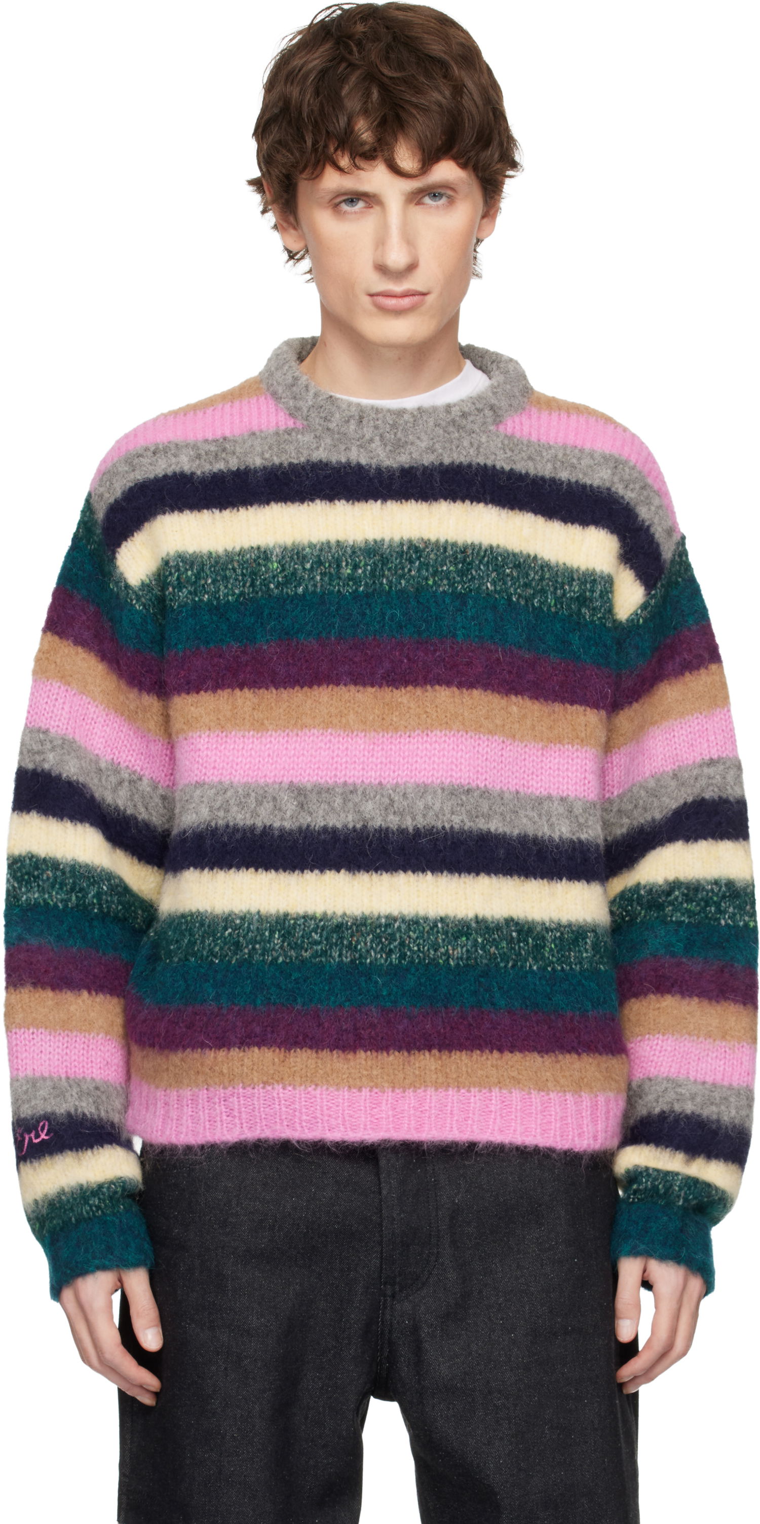 Пуловер ERL Striped Alpaca Crewneck Sweater Многоцветен | ERL11N002, 0