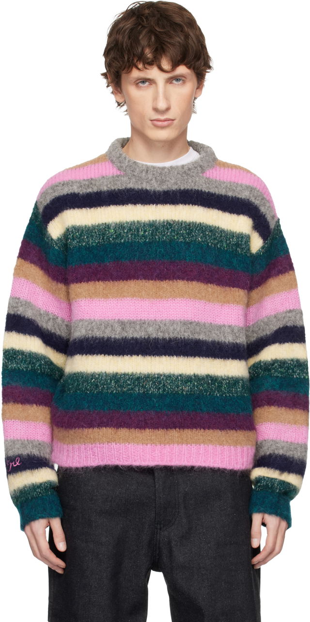 Striped Alpaca Crewneck Sweater