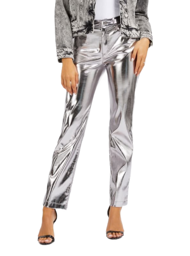 Metallic Faux Leather Straight Pant