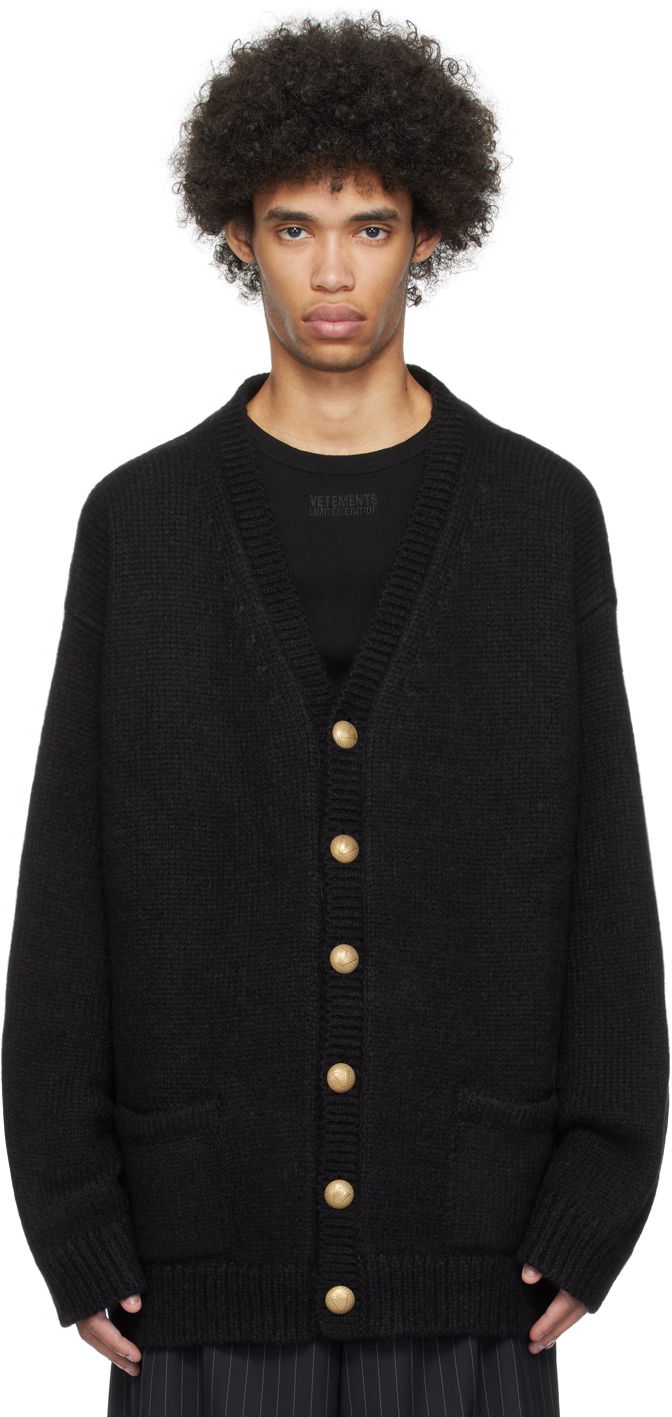 Пуловер VETEMENTS Fancy Button Cardigan Черно | UE64KN210B