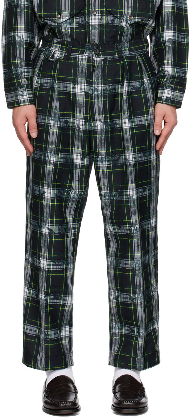 Панталони BEAMS BEAMS PLUS Check Pleated Trousers Зелено | 38230088874, 0