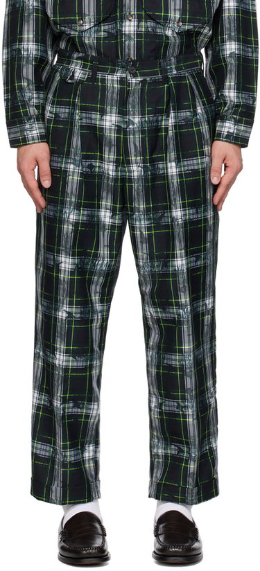 Панталони BEAMS BEAMS PLUS Check Pleated Trousers Зелено | 38230088874, 0