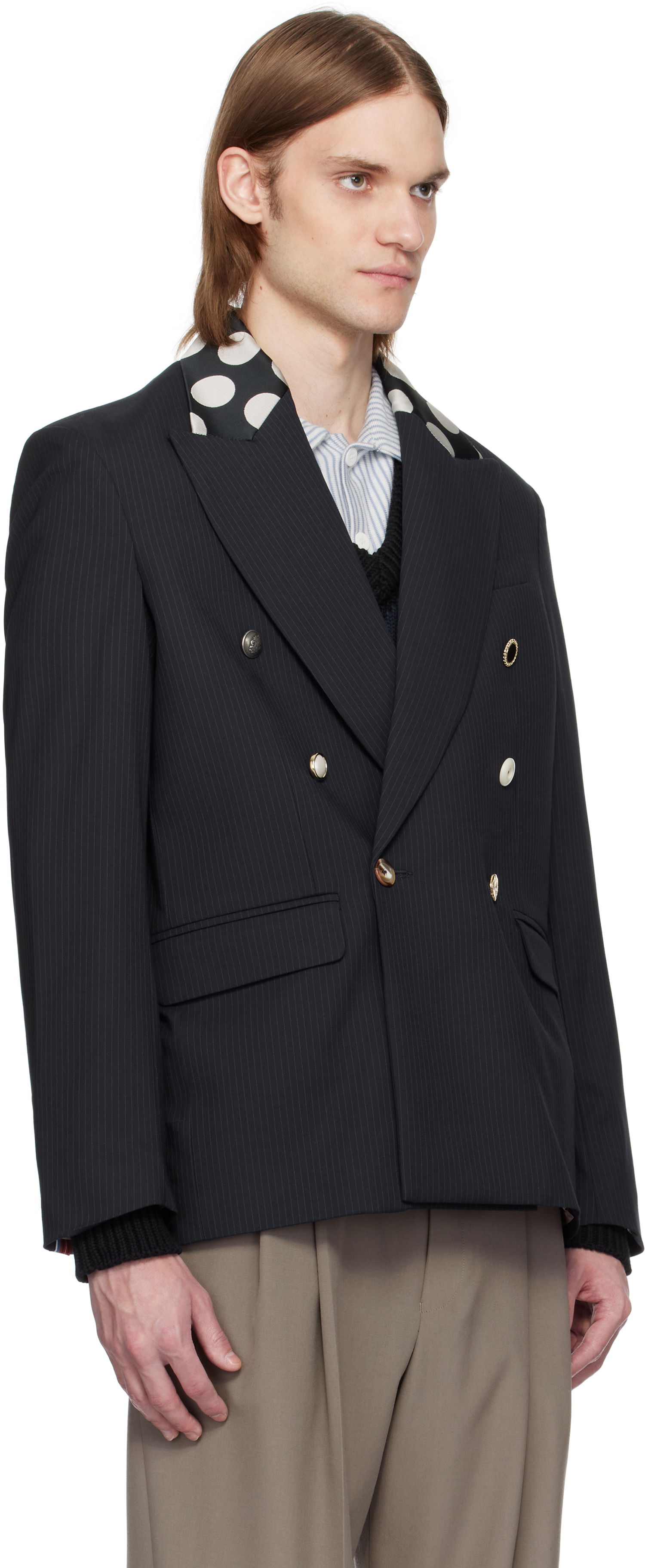 Яке Charles Jeffrey Loverboy Charles Jeffrey LOVERBOY Edinburgh Pinstripe Double-Breasted Blazer Черно | 54020101, 1
