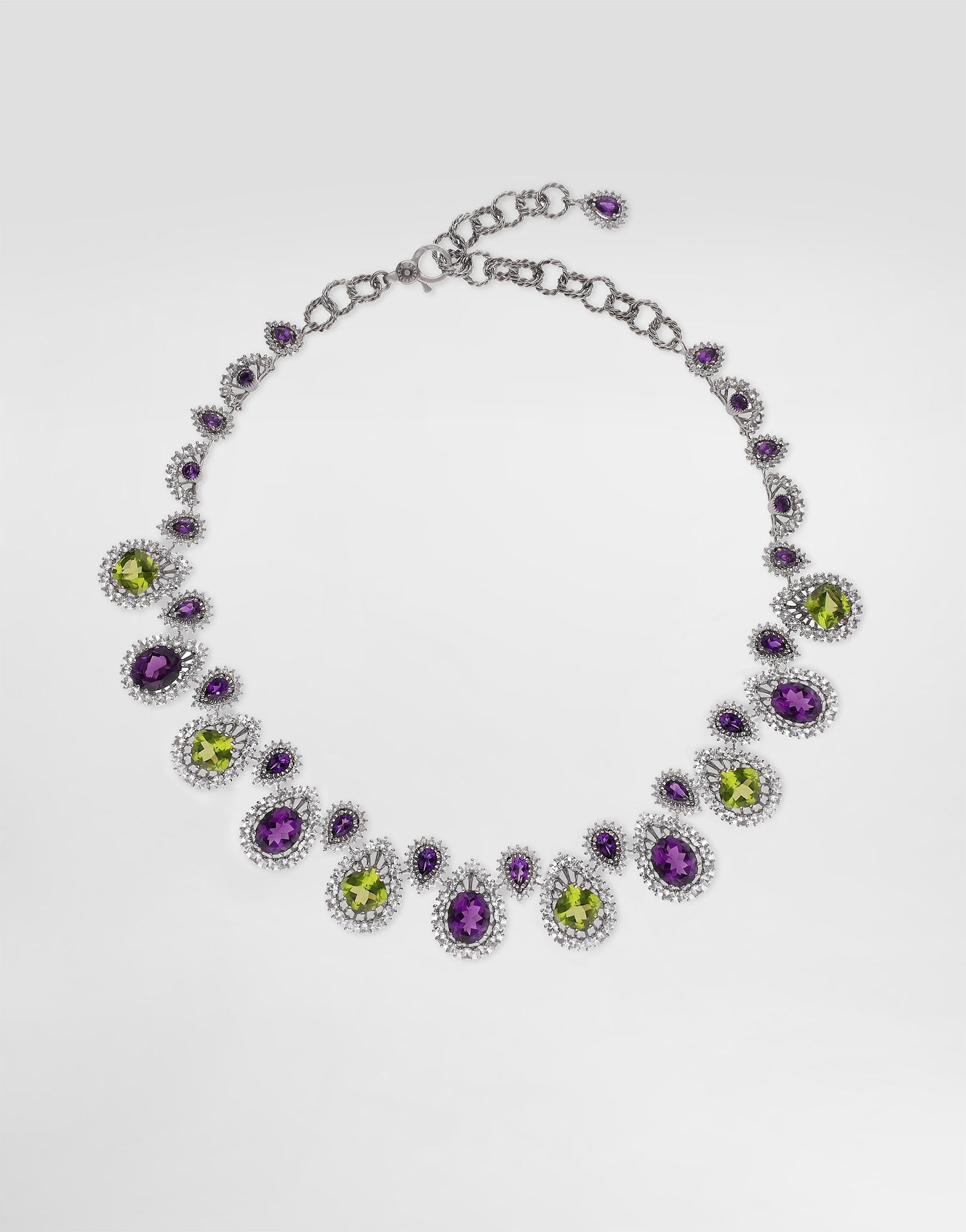 Колие Dolce & Gabbana Dolce & Gabbana Eleganza 18K White Gold Necklace with Amethysts, Peridots, and Sapphires Лилаво | WNSA4GWAME180001, 0