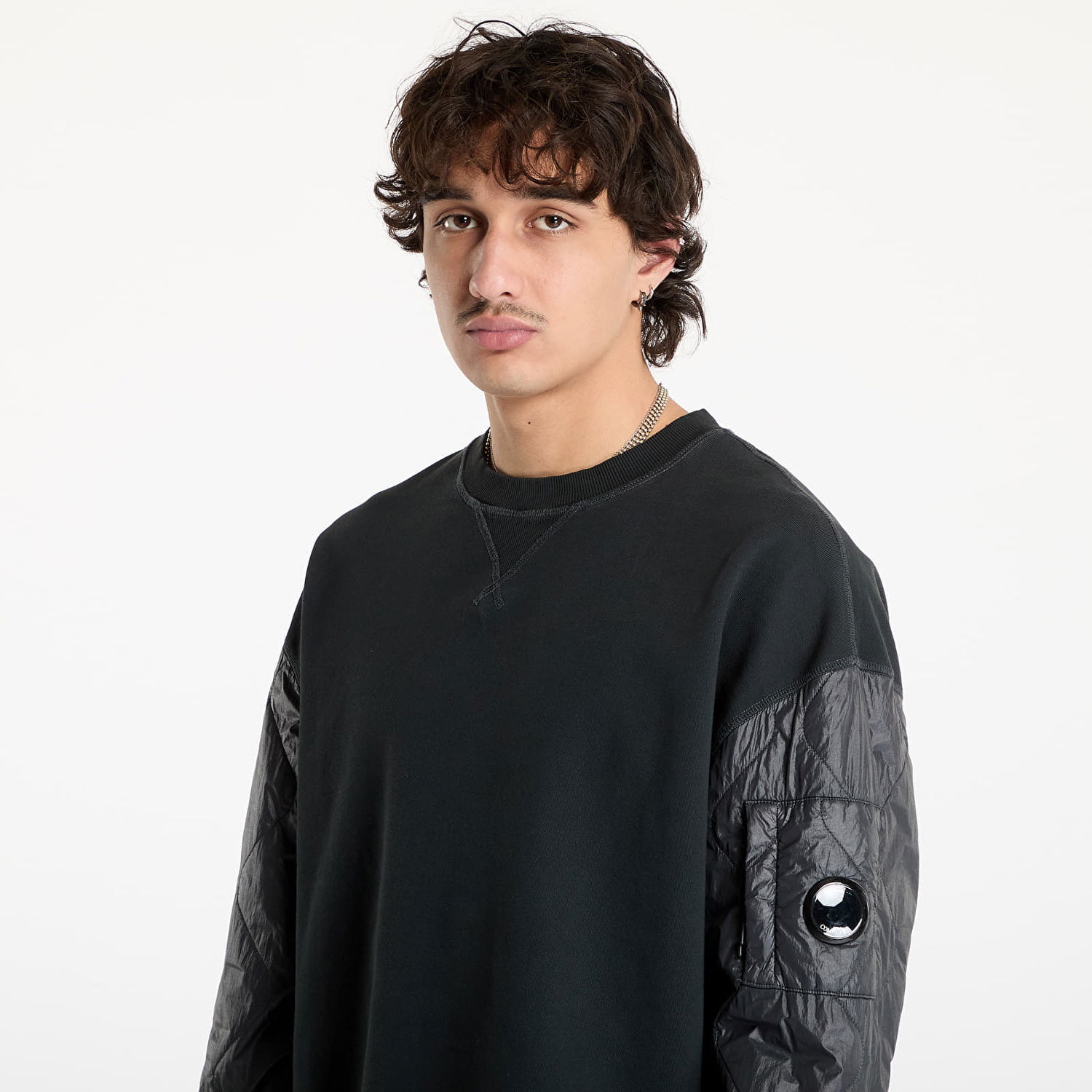 Суитчър C.P. Company Diagonal Raised Fleece Crew Neck Sweatshirt Черно | 17CMSS003A005835M-995, 1