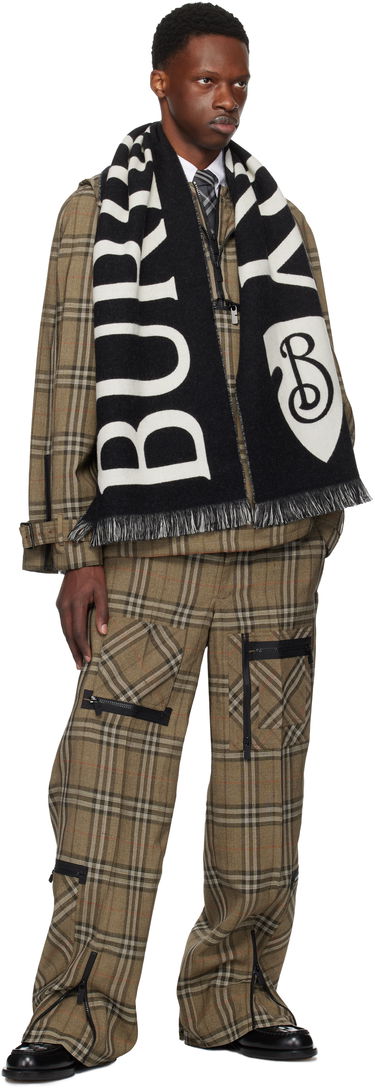 Шал Burberry Burberry Text Wool Scarf Черно | 8109563, 2