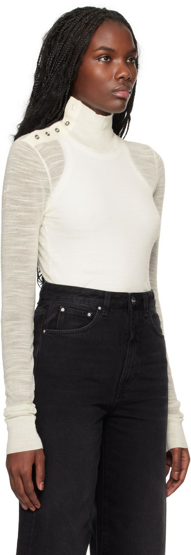 Пуловер TOTEME TOTEME Slub Knit Turtleneck Top Бяло | 244-WRT0366-YA0100, 1