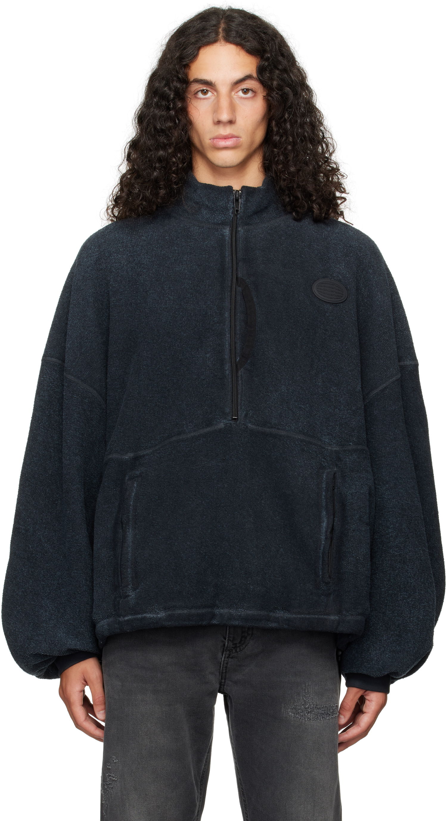 Суитчър Alexander Wang Half-Zip Sweatshirt Синьо | UCC4242033, 0