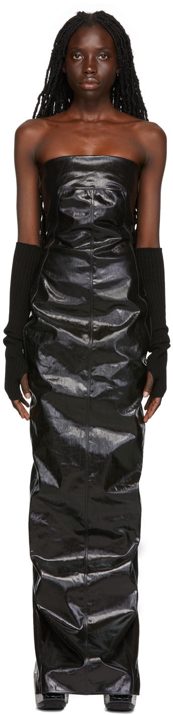 Pокля Rick Owens Rick Owens Lacquered Maxi Dress Черно | RP02B6527 SLQ