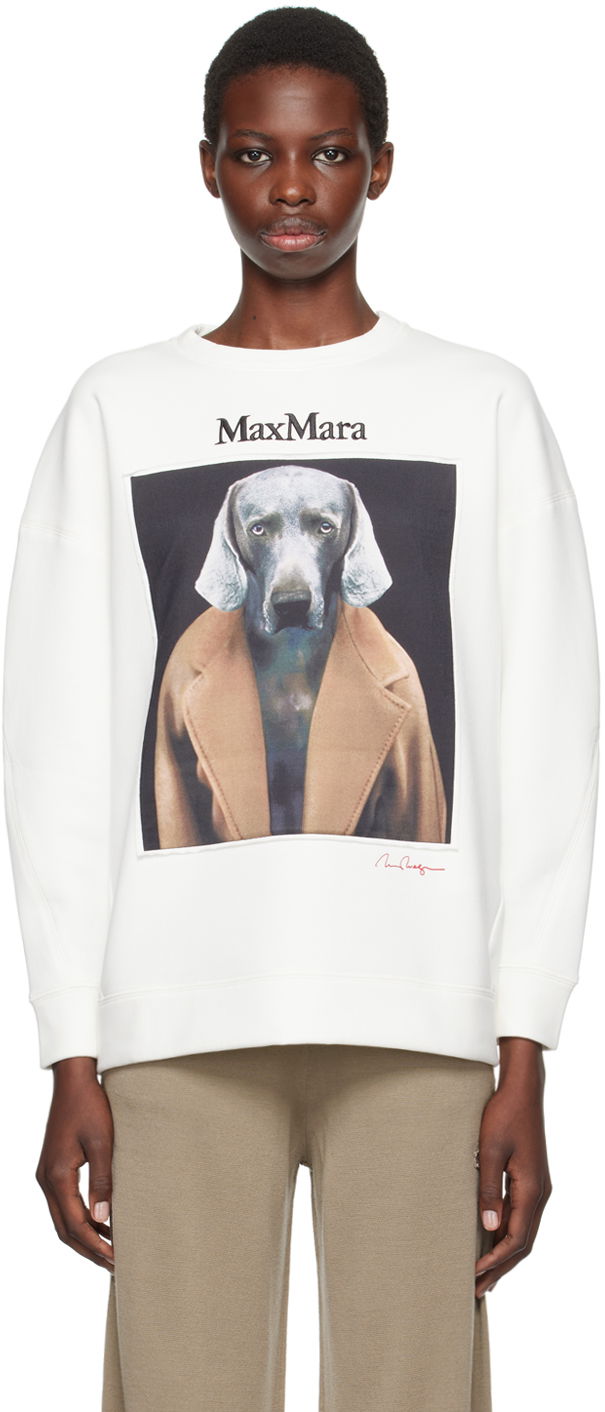 Суитчър Max Mara Max Mara Dog Print Sweatshirt Бяло | 2421926011600