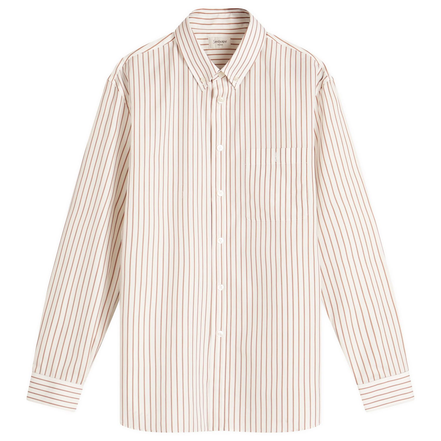 Риза Saint Laurent Saint Laurent Striped Shirt with Embroidered Pocket, Size 39 Бежово | 823194-Y6E77-9260, 0