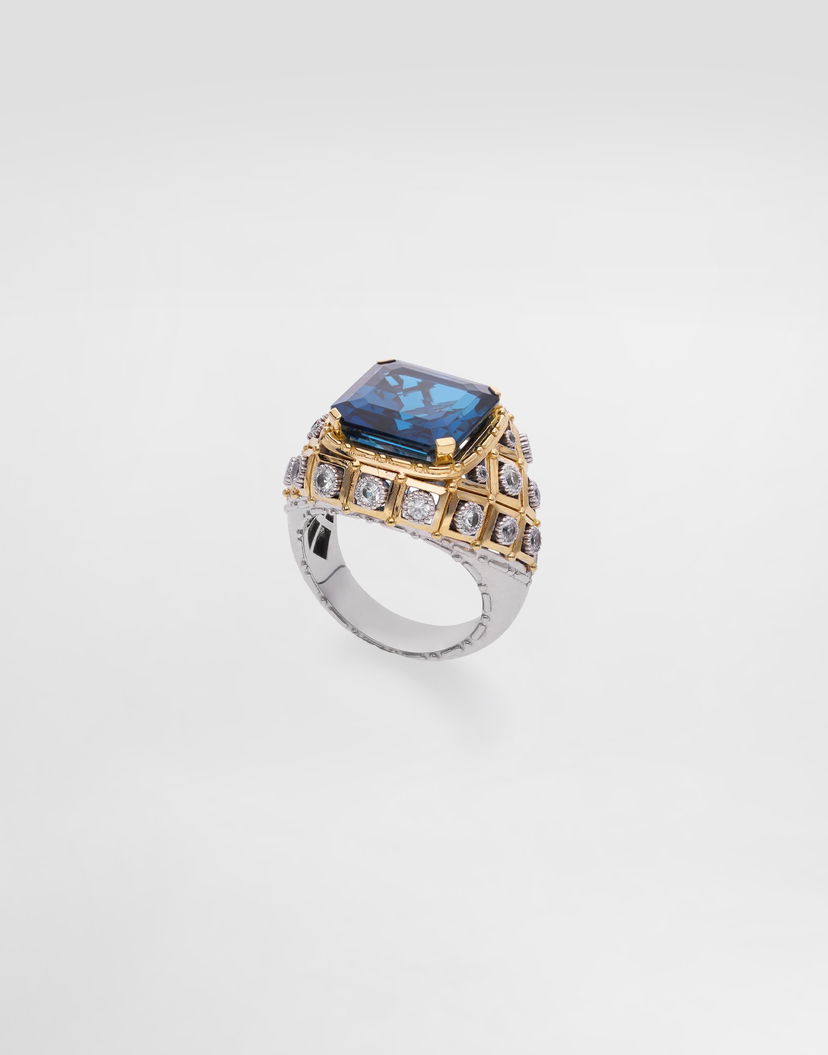 Пръстен Dolce & Gabbana Dolce & Gabbana Eleganza 18k Gold Ring with Topaz and Sapphires Синьо | WRSA2GWTOP187583