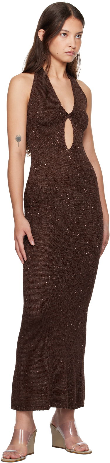 Pокля BEC + BRIDGE BEC + BRIDGE Delfina Halter Midi Dress Кафяво | H24-12436, 3