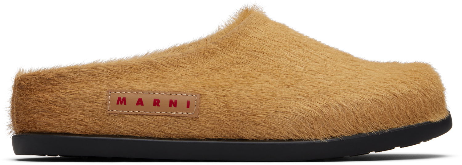 Кецове и обувки Marni Calf-Hair Fussbett Slip-on Loafers Кафяво | 82323, 0