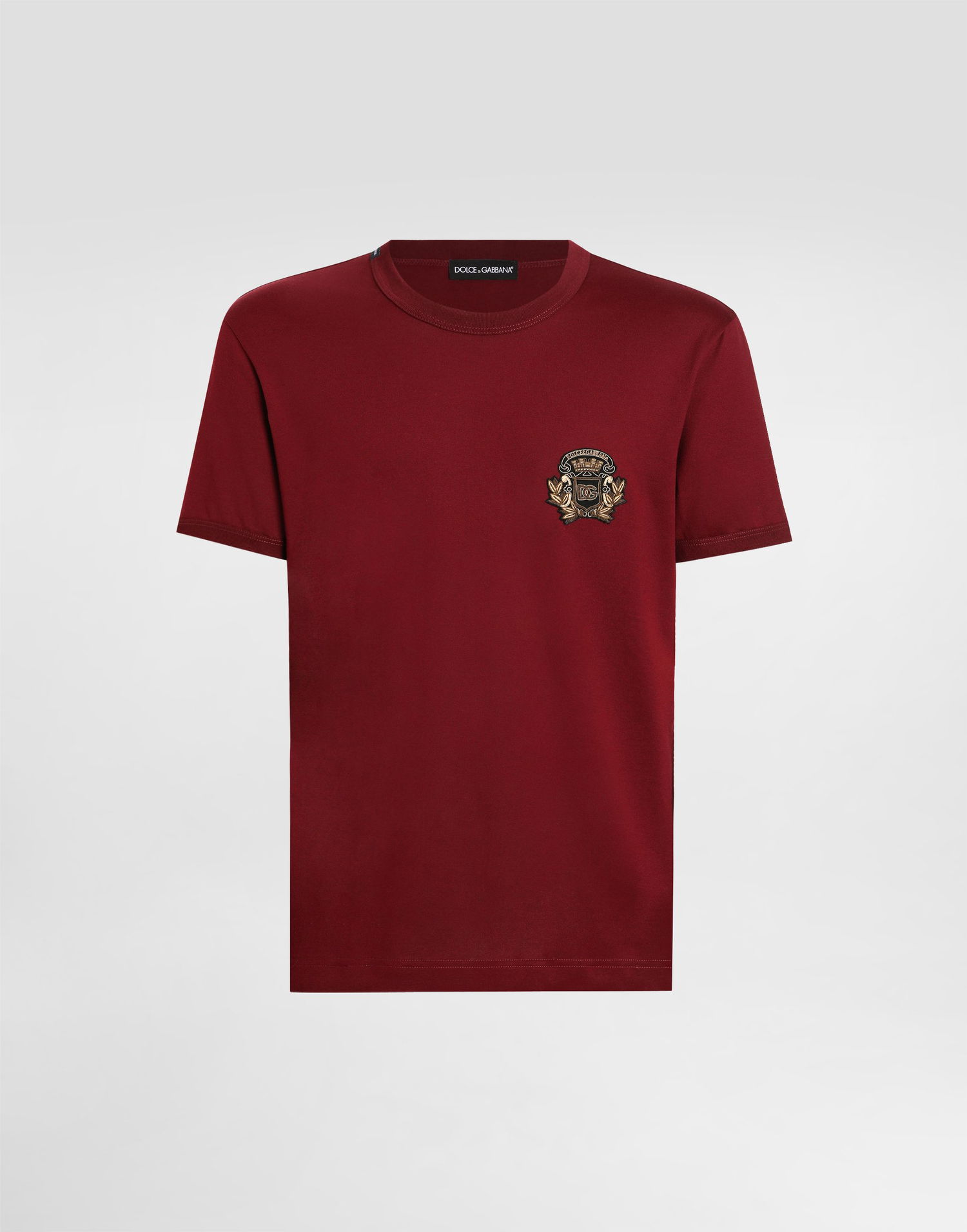 Тениска Dolce & Gabbana Dolce & Gabbana Cotton T-Shirt with Heraldic Patch Червено | G8PV1ZG7PJ5R0369, 0