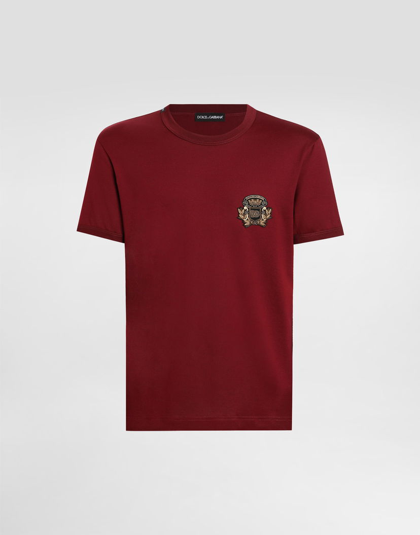 Тениска Dolce & Gabbana Dolce & Gabbana Cotton T-Shirt with Heraldic Patch Червено | G8PV1ZG7PJ5R0369