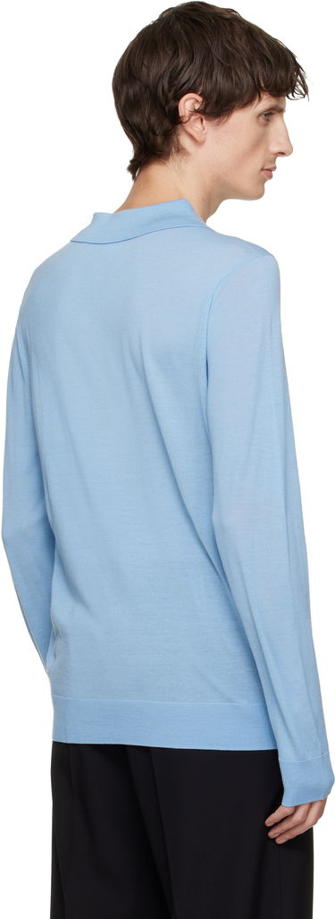 Поло тениска Paul Smith Merino Wool Knitted Long-Sleeve Polo Синьо | M1R-241Z-P02093-41, 2