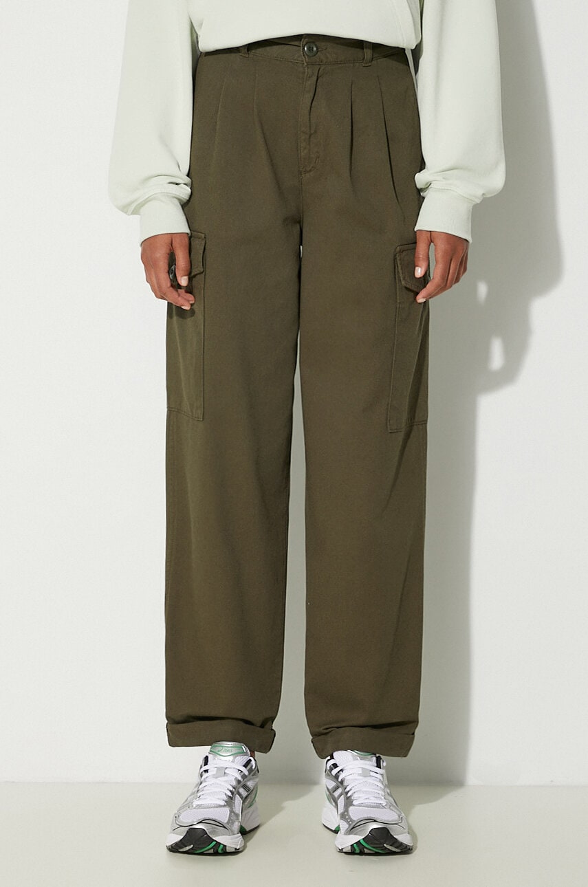 Карго панталони Carhartt WIP Collins Wide High Waist Cotton Pants Зелено | I029789.666GD, 0
