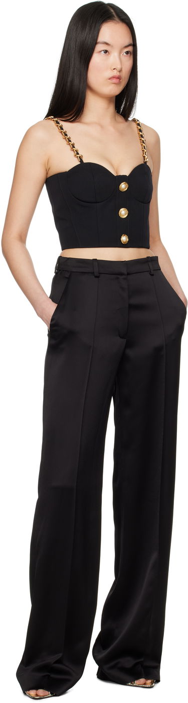 Панталони Balmain Balmain Satin Straight-Leg Trousers Черно | EF0PO160VB01, 3