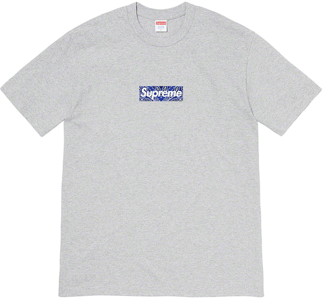 Тениска Supreme Supreme Bandana Box Logo T-Shirt Size M Сиво | FW19T55-GRY, 0