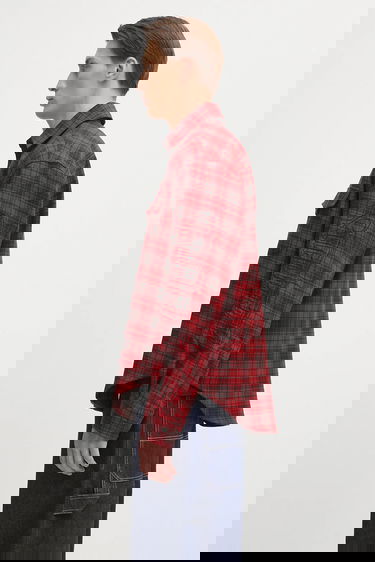 Риза VETEMENTS Vetements Plaid Embroidered Shirt Червено | UH76SH900BR, 4