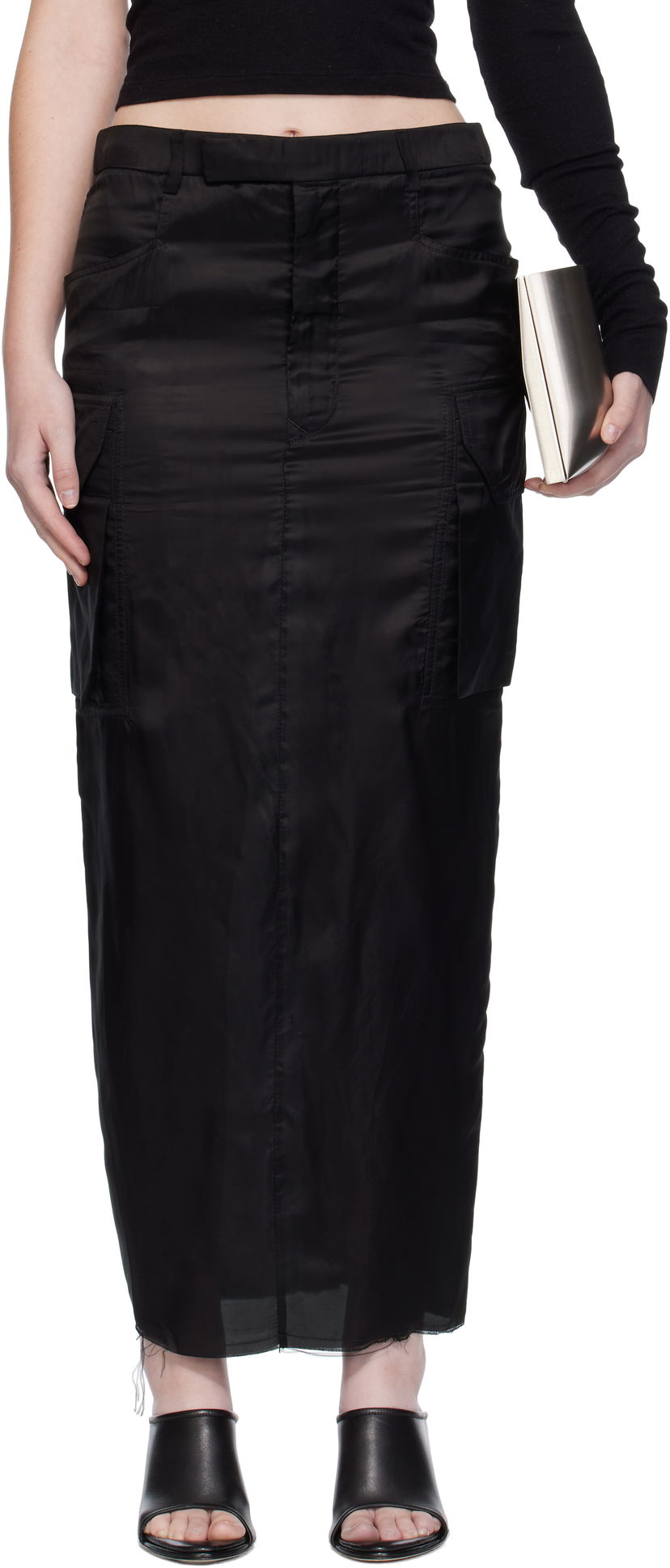 Пола Rick Owens Rick Owens Firbanks Midi Cargo Skirt Черно | RP02E4379 K