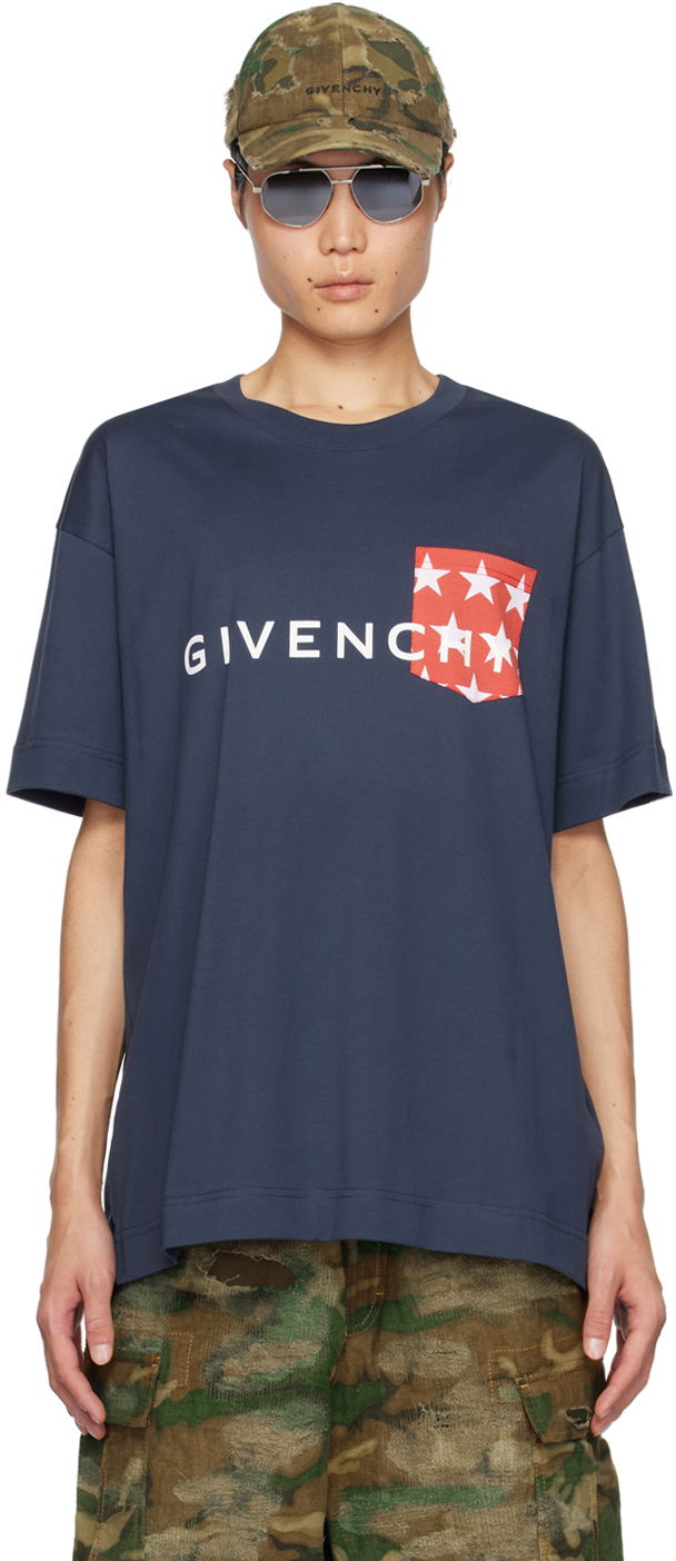 Тениска Givenchy Pocket T-Shirt Тъмно синьо | BM71J83YJL402