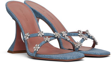 Аксесоари Amina Muaddi Amina Muaddi Lily 95 Heeled Sandals Синьо | LILY SLIPPER 95 CL PRINTED SUEDE, 3