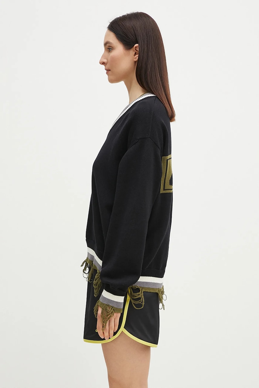Пуловер Ottolinger Ottolinger Oversized Distressed V-Neck Sweater Черно | 107.101407.02, 1