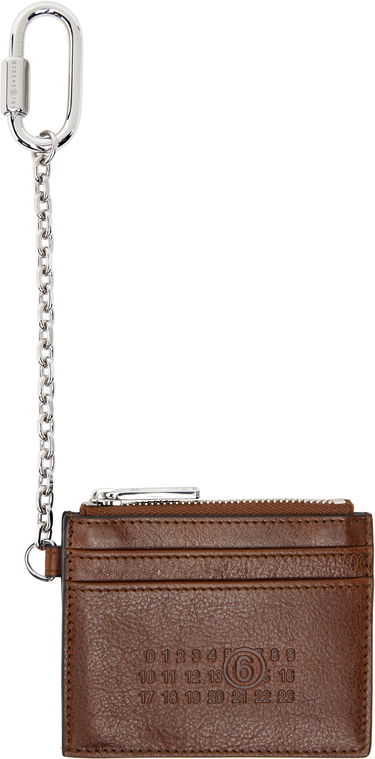 Портфейл Maison Margiela MM6 Maison Margiela Leather Card Holder with Carabiner Chain Кафяво | SA5UI0021 P7253, 0