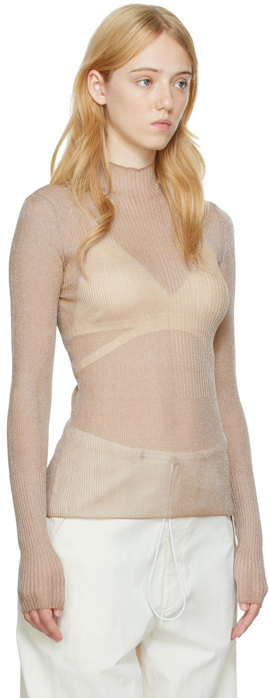 Пуловер Dion Lee Dion Lee Ribbed Long Sleeve T-Shirt Бежово | C7095P22, 1