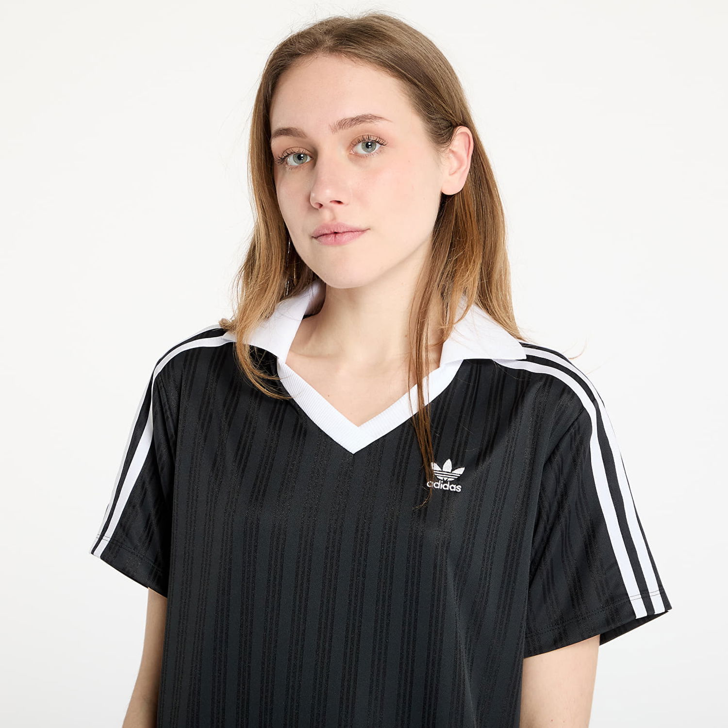 Pокля adidas Originals Adicolor Football Jacquard V-Neck Dress Черно | JD2599, 1