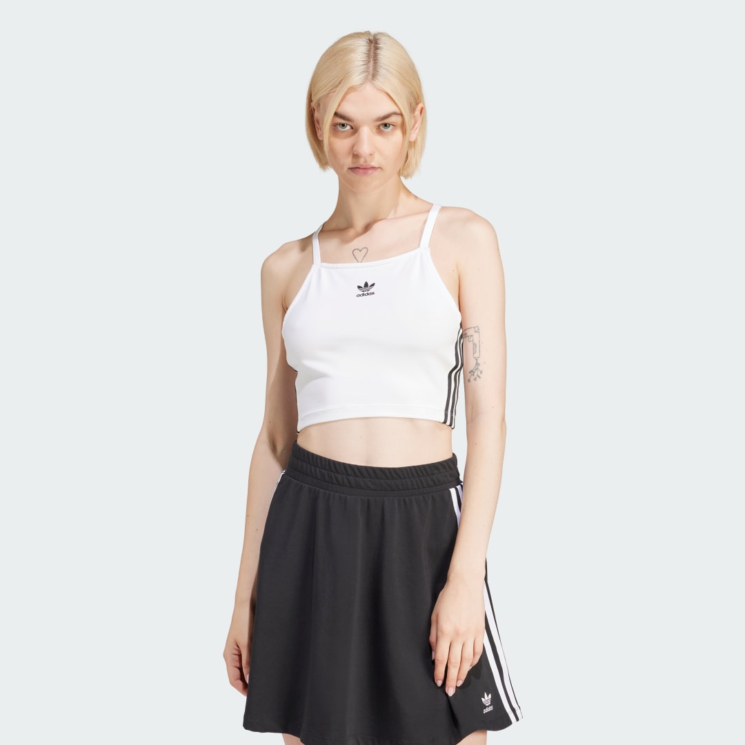 Съкратен топ adidas Originals Adicolor 3-Stripes Crop Top Бяло | IN8377, 0