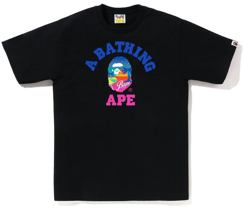 Тениска BAPE BAPE Sunset Beach College T-Shirt XXL Черно | 001TEJ301068M-BLK, 0