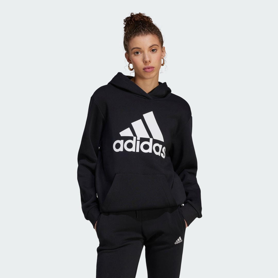 Суитчър adidas Performance Sportswear Essentials Logo Boyfriend Fleece Hoodie Черно | HZ5804, 1